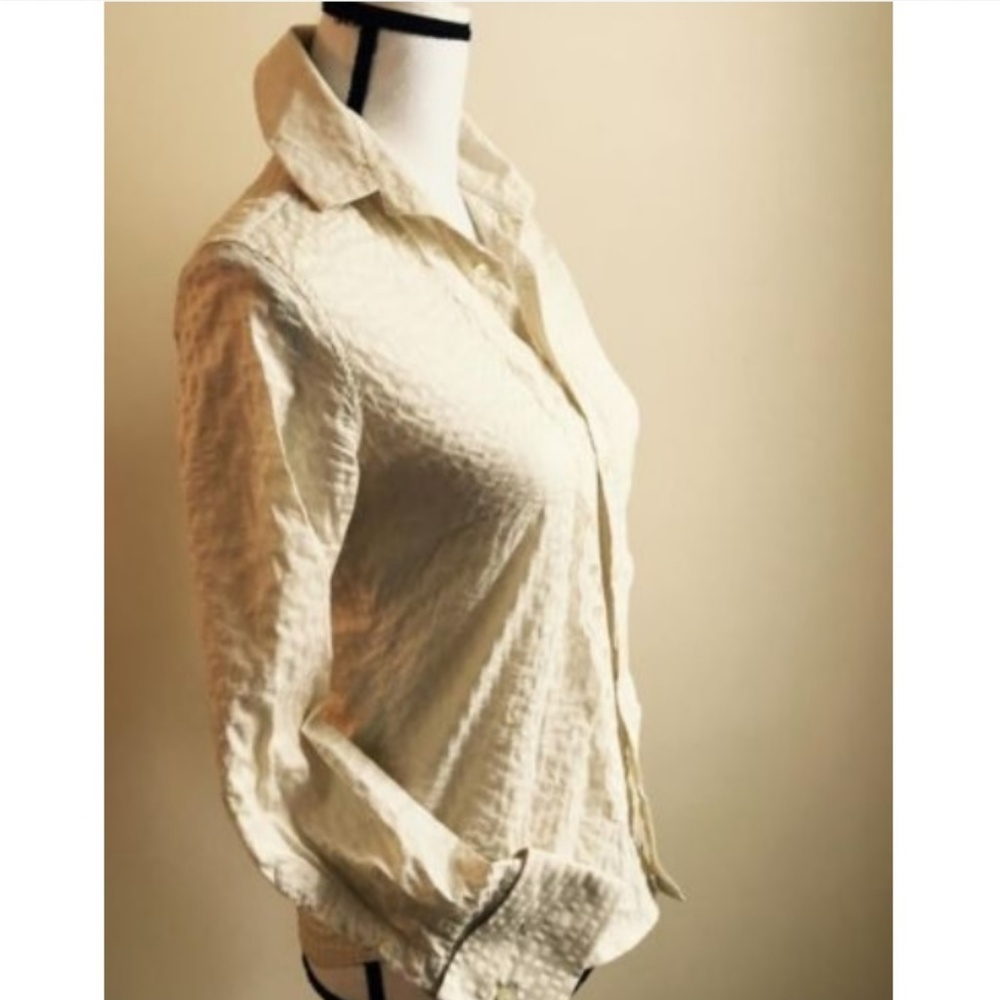 MASSIMO DUTTI Ivory Dress Shirt Blouse Top Lace S - Picture 2 of 4